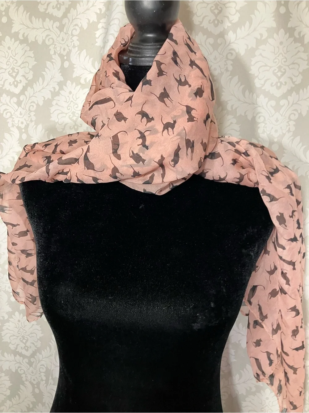 Chiffon Black Cat Scarf